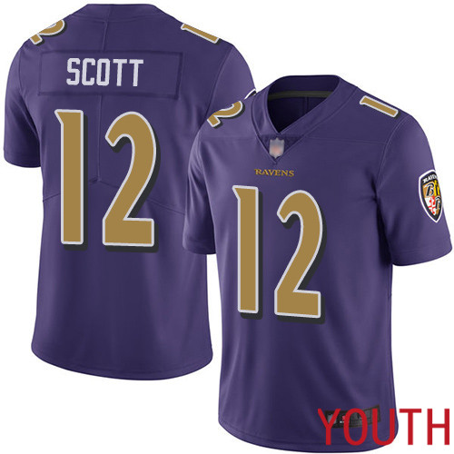 Baltimore Ravens Limited Purple Youth Jaleel Scott Jersey NFL Football #12 Rush Vapor Untouchable->baltimore ravens->NFL Jersey